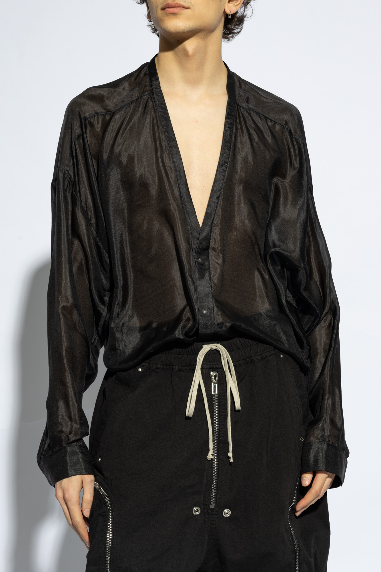 Black 'Lido Larry' silk shirt Rick Owens